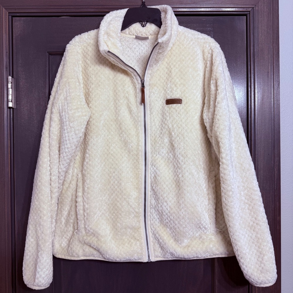 Columbia Fire Side II Sherpa Full Zip Fleece Jacket Cream Ivory Womens XL
